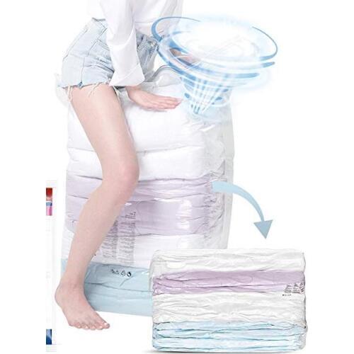 Space saver Vacuum Storage Bags No Pump Needed Cube Extra Large Bag for Blanket Duvet Pillow Bedding Premium Strong Re-Usable