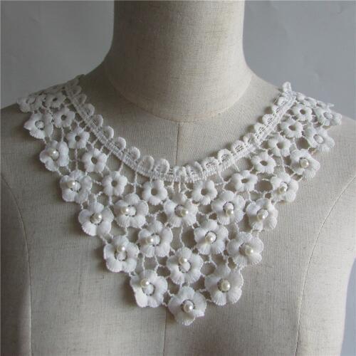 New arrive white pearl Embroidered flower collar lace collar DIY sewing accessories Decoration Appliques 1pcs sell free shipping
