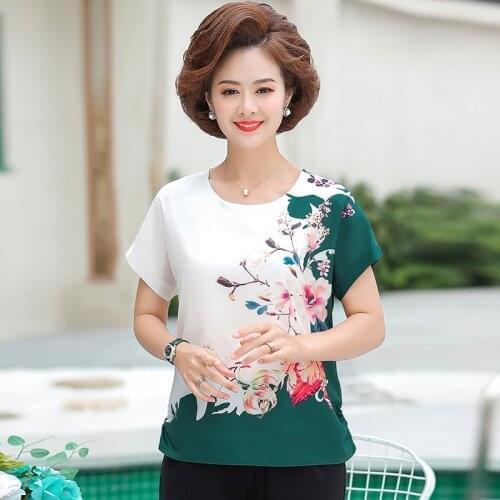 Women T Shirt 2021 Plus Size tshirt 4XL 5XL Print Short Sleeve Loose T-Shirt Fashion Middle Age Mother Clothing Vestidos