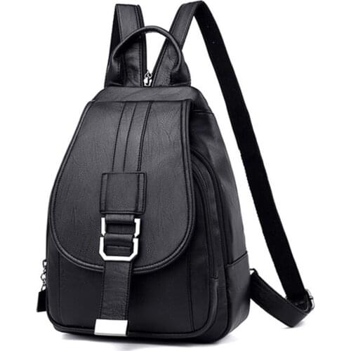 SMOOZA Women Leather Backpacks Vintage Female Shoulder Bag Sac A Dos Travel Ladies Bagpack Mochilas School Bags for Girls