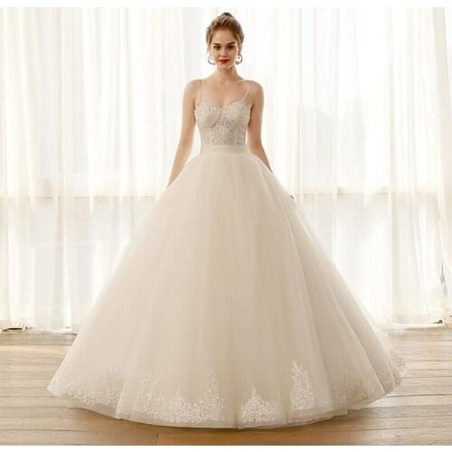 SL8196 spahetti strap wedding dress boho a line lace wedding bridal gown corset back beads princess bridal dresses women cheap