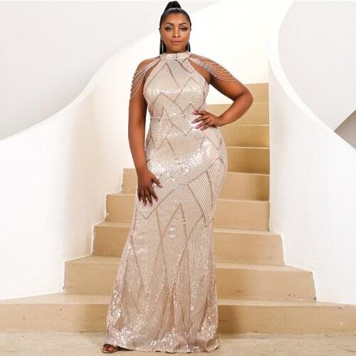 Plus Size African Evening Dresses For Women Sexy Off Shoulder Prom Sequin Wedding Party Dress Elegant Africa Ladies Clothing