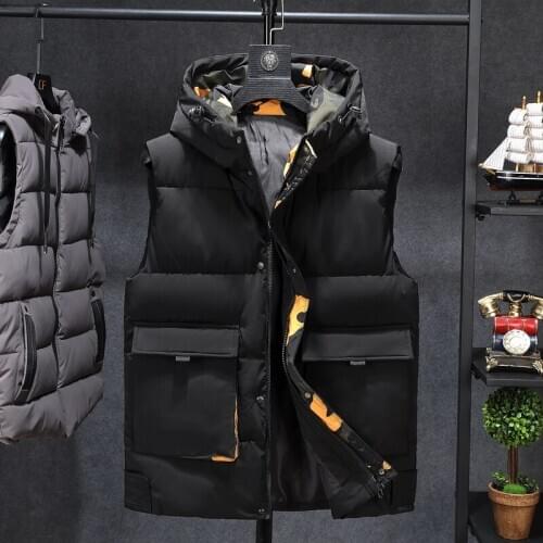 Plus Size 8XL 7XL 6XL 5XL Camouflage Winter Warm Cotton Vest Without Sleeves for Men Autumn Male Casual College Thick Hoodie