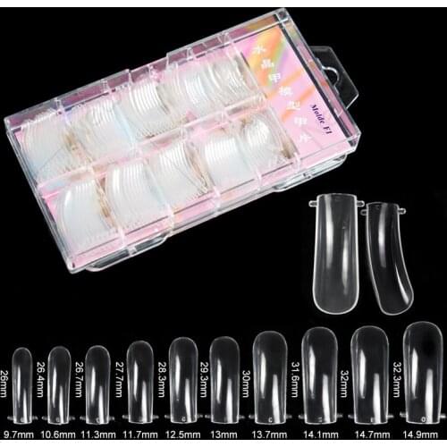 100PC/set of boxed transparent fake nails, paperless holder, scaled crystal extension plastic nail mold nail model