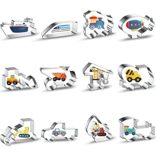 Stainless Steel Traffic Vehicle Tools Cookie Cutter Biscuit Mould DIY Fondant Cake Decorating Supplies Kitchen Bakeware 13pcs
