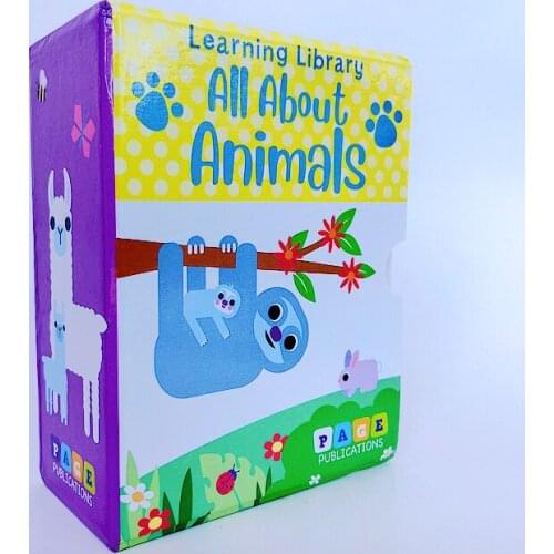 4 Books Learning Library all about Animals Talking English Picture Cardboard Baby board Book Child Kids Education Toy 2-6 years