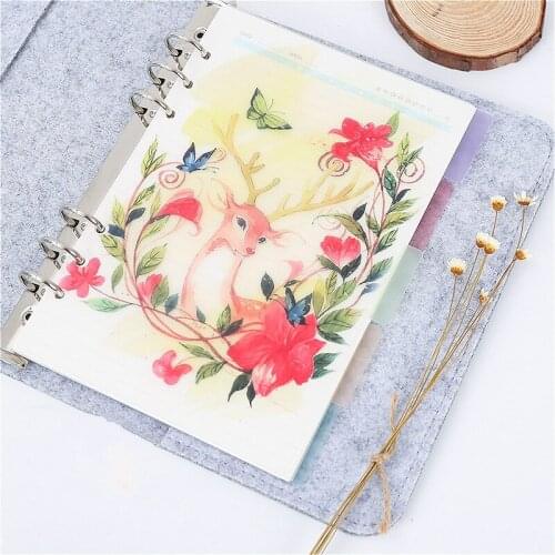 5pcs A5/A6 PP Notebook Dividers Dear Pattern Fine Organizer Separator Pages School Creative Student Supply Index Paper