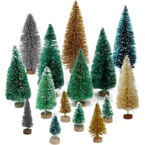 8pcs Mini Christmas Tree Gold Silver DIY Fake Pine Trees Desktop Ornament Photo Prop For Xmas Party New Year Home Decor Gift