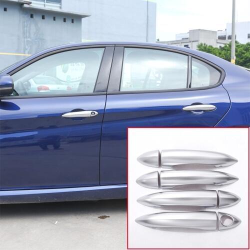 For Alfa Romeo Giulia 2017-2018 Car Accessories Matt Silver ABS Chrome Exterior Door Handle Cover Trim 8 Pcs