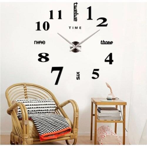 3d Sticker Diy Acrylic Mirror Wall Clock Big Quartz Watch Still Life Modern Clock Living Room Home Decoration