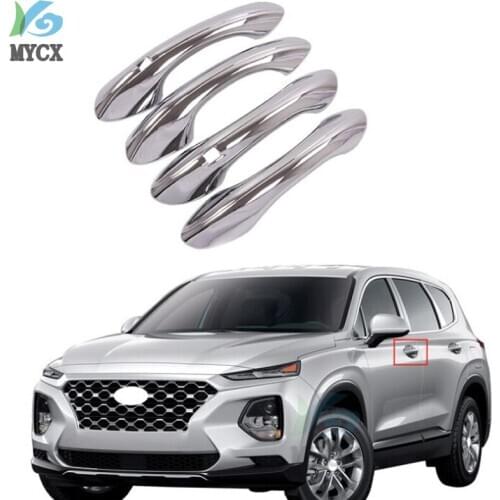 Car Accessories For Hyundai Santa fe 2019 ABS Chrome Carbon Fiber Door Handle Cover Trims Car Decoration Exterior Accessories