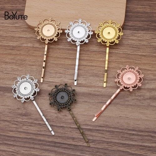BoYuTe (30 Pieces/Lot) Fit 12MM Cabochon Flower Hairpin Base Handmade Diy Women Hair Accessories Materials