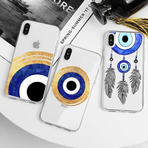 Evil Eye Illustrations Phone Case For iPhone 12 11 Pro X XR XS Max Mini SE 2020 7 8 6 6S Plus 5 5S SE Back Cover Fundas Etui Bag