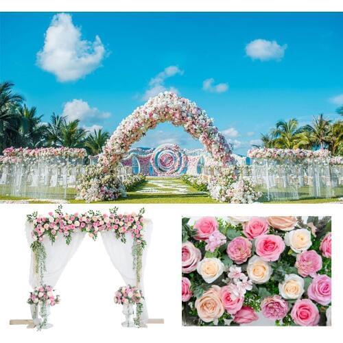 Wedding flower arrangement flower row wedding stage layout decoration window photo studio photography background floral customiz