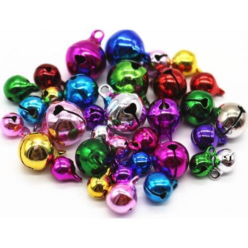 6-12mm Mix Color 200pcs Jingle Bell Small Bells Copper Metal Fit Festival Jewelry Pendants Charm Bead&Christmas Decoration Bells