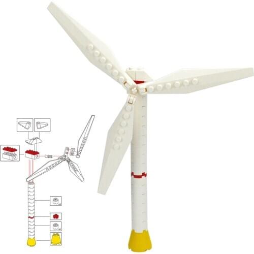 2pcs Mini Windmill Building blocks City creator wind power generation Model DIY self-locking Bricks Farm Wind energy Accessories