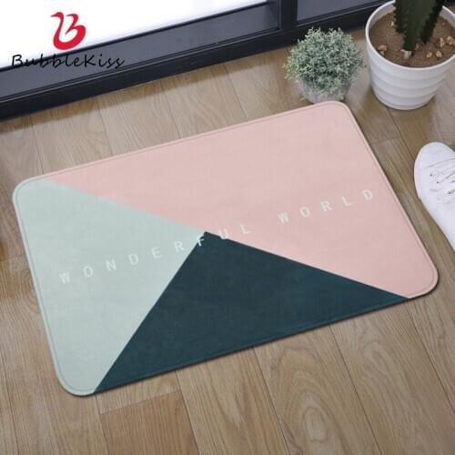 Bubble Kiss Carpet Nordic Style Home Entrance Door Floor Mat Tricolor Geometric Pattern Double Layer Cotton Non-Slip Decor Rug