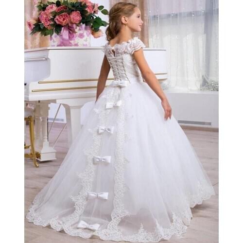Lace Tulle Kids Flower Girl Dresses for Wedding Birthday Pageant Princess Gown First Communion Vestidos De Nina De Las Flores