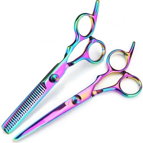 Customize logo JP steel 6 '' colors hair cutting scissors set haircut thinning barber haircutting shears hairdresser scissors