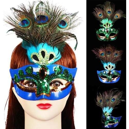 Venetian Mask Masquerade Carnival Ball Disguise Peacock Feather Mask for Halloween AN88