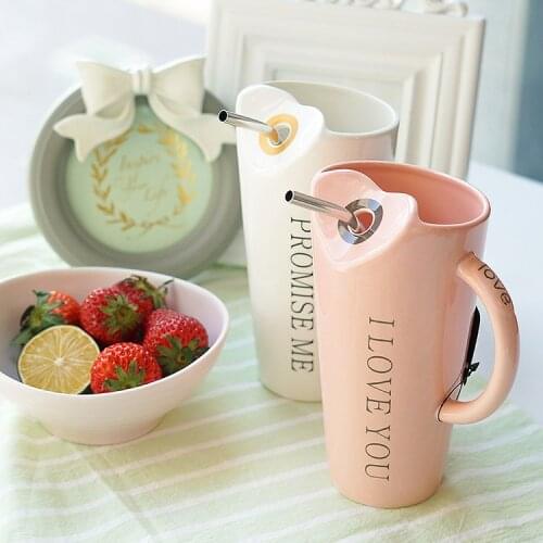 480ml Fashion Straw Ceramics Mug Coffee Milk Tea Breakfast Cup Porcelain Mugs Drinkware Novelty Gifts