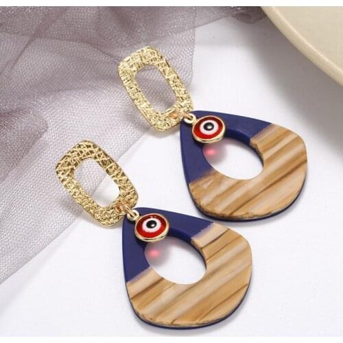 Fashion Acrylic Eye of Turkey Earrings Geometric Water Drop Earring for Woman Girl Charm Anniversary Jewelry