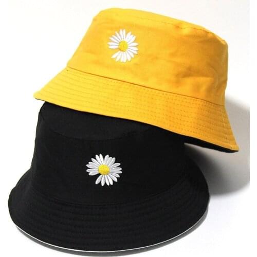 New kids children girl flower embroidered bucket hat Adult cotton Fisherman caps Fishing hats