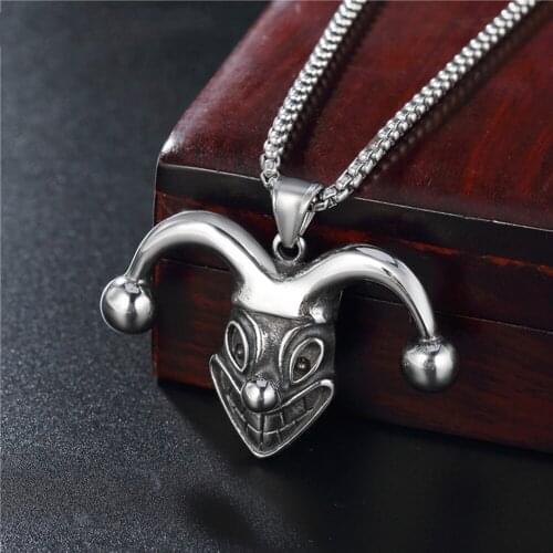 Hip Hop Stainless Steel Clown Face Pendant Necklace For Men Jewelry Personalized Gift Necklaces