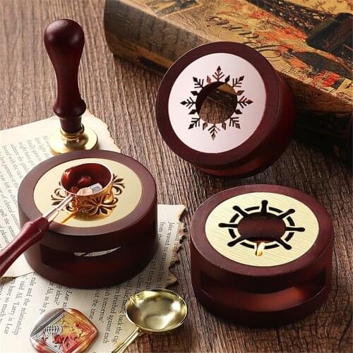 Retro Wax Seal Melting Furnace Wood Oven Wax Pot Beads Sticks Heater Wax Warmer Melting Glue Candle Stamp Furnace DIY Tool