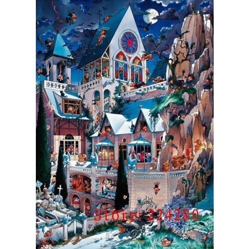 Needlework,Horror Castle Scenery Magic 14CT Counted Embroidery,Quality DIY Cross stitch kits,Art Cross-Stitching Home Decor