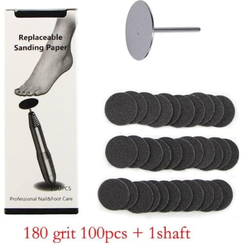 80/120/180# Replaceable Sandpaper Disc Cuticle Electric Foot File Hard Remove For Pedicure Foot 100pcs Sand paper