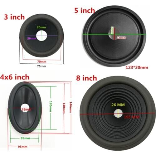2" 3" 5" 6" 8" 4x6" 6x9" Inch 4pcs Speaker Paper Cone Rubber Foam Edge Injection Cone Basin Woofer Repairable Part Accessories