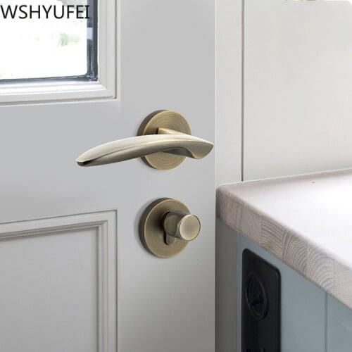 Golden Door Lock Stailess Steel Interior Door Handle Lock Anti-theft Lock Bathroom bedchamber Lock Furniture Hardware