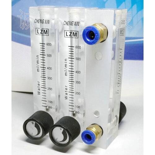 1-10 16-160 1.6-16 25-250 60-600ml Per Min LZM-6T Liquid Water Flowmeter Rotameter With Valve Push In 6/8/10/12mm Tube