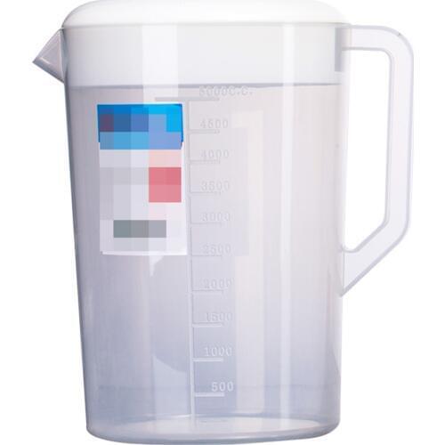 1pcs Measuring Kettle with Scale Beverage Storage Container with Lid Heat Resistant Cold Water Jug Plastic Juice Pitcher 5000ml