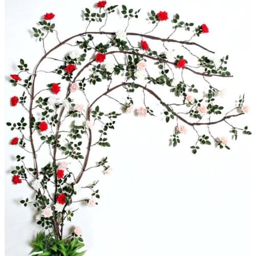 180CM Artificial Silk Rose Flower Wisteria Vine Rattan Hanging Flower Garland for Wedding Home Garden Decoration