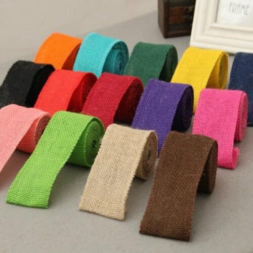 2Meters 60mm Colors Jute Burlap Ribbon for Crafts DIY Hemp Ribbon Lace Material Wedding Party Decorative Christmas Gift Wrapping
