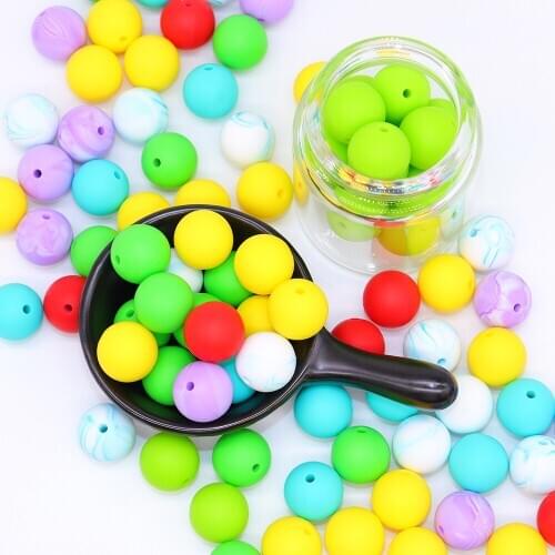 30PCS 15mm Silicone Round Beads BPA Food Grade Silicone Beads For Handmaking DIY Jewelry Bracelet Accessories For Baby Teether