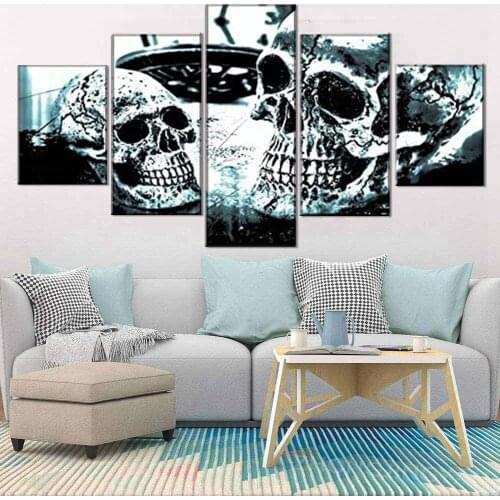 Wall Art HD Prints 5 Pieces Skull Canvas Game Modular Oil Painting Artwork Poster on Canvas for Living Room Home Decor