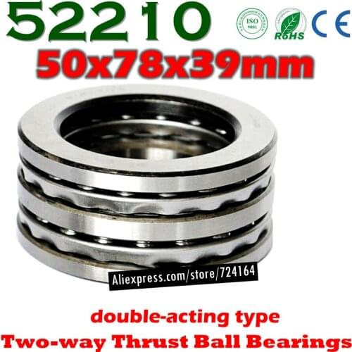 50x78x39 mm Two-way Thrust Ball Bearings 52210 Axial 52210M 38210 Plane 50*78*39 Free shipping Steel or brass cage Wholesale