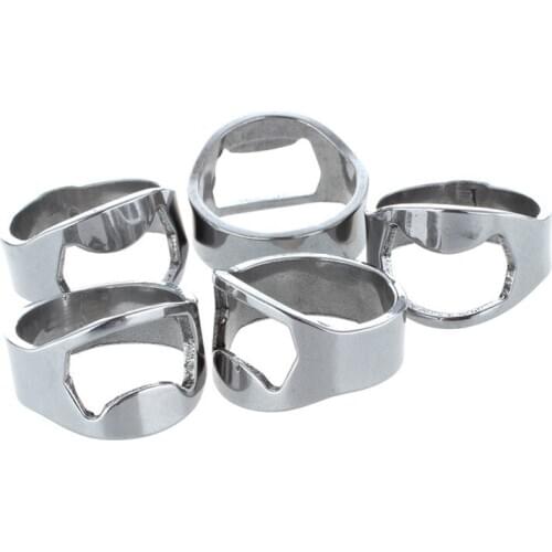 5x Silver Stainless Steel Metal Finger Thumb Keyring Ring Beer Bottle Opener Bar