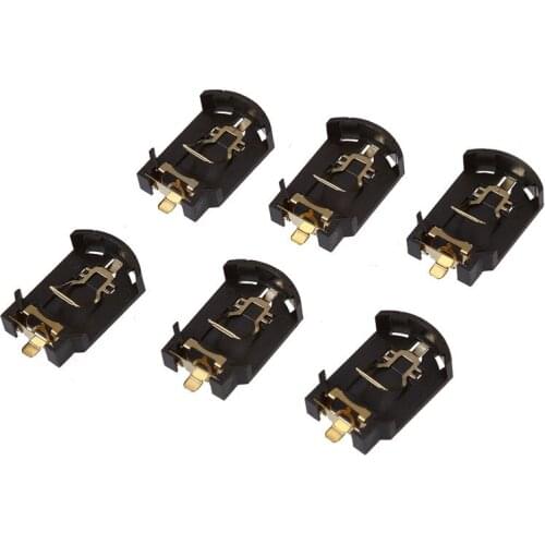 6PCS Brown Plastic Housing CR2032 Button Cell Battery Socket Holder Case