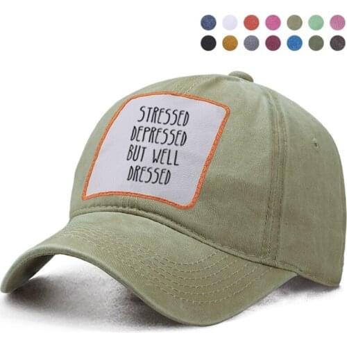 Stressed Depressed But Well Dressed Letter Printed Baseball Cap Dad Trucker Snapback Hat Woman Berets Boinas Caps Gorras Hats
