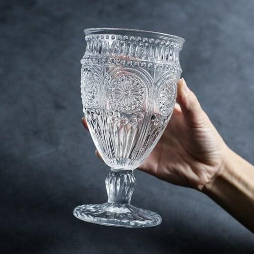Nordic Relief Wine Glass Creative Vintage Red Wine Cup Lead-free Juice Cup With Phnom Penh Home Wedding Party Goblet 350ml Gifts