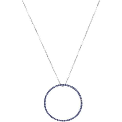 Big Round Dark Blue Stone Silver Necklace