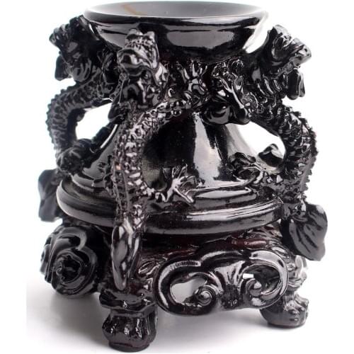 Large Size "Four Dragon" Resin Caved Dark Brown Pedestal Crystal Ball Sphere Holding Fit 9-14cm Sphere Decoration