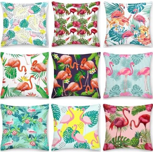Flamingo Pillowcase Decorative Sofa Cushion Case Bed Pillow Cover Home Decor Car Cushion Cover Floral Pillow Case 45*45cm
