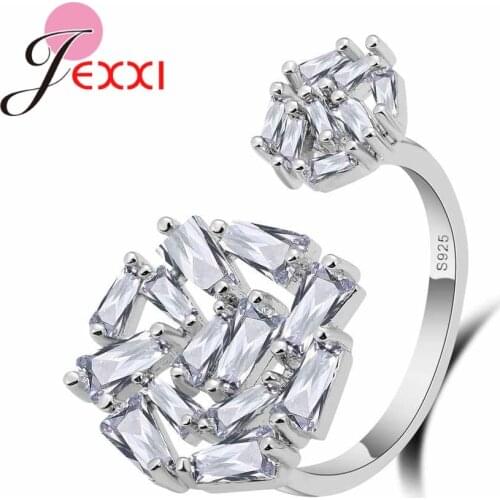Pure 925 Sterling Silver Bridal Wedding Ring Bling Bling Austrian Crystal Finger Jewelry Fashion lady Accessories