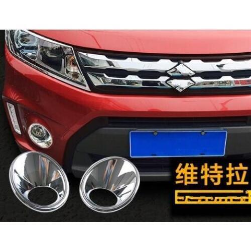 Higher star ABS chrome 2pcs car front fog lamp decoration cover+2pcs rear fog lamp decoration cover for Suzuki Vitara 2016-2018