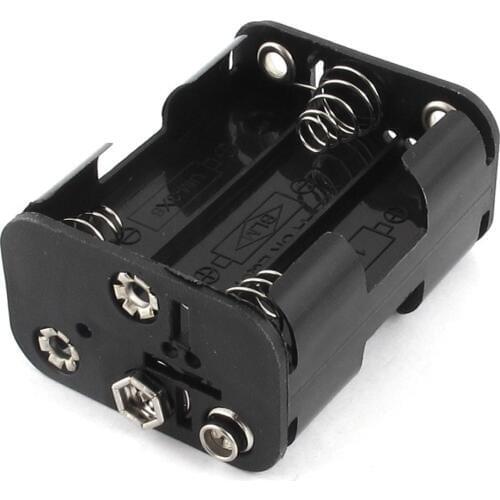Double Side Spring 6 x 1.5 V AA Battery Holder Case Box Black